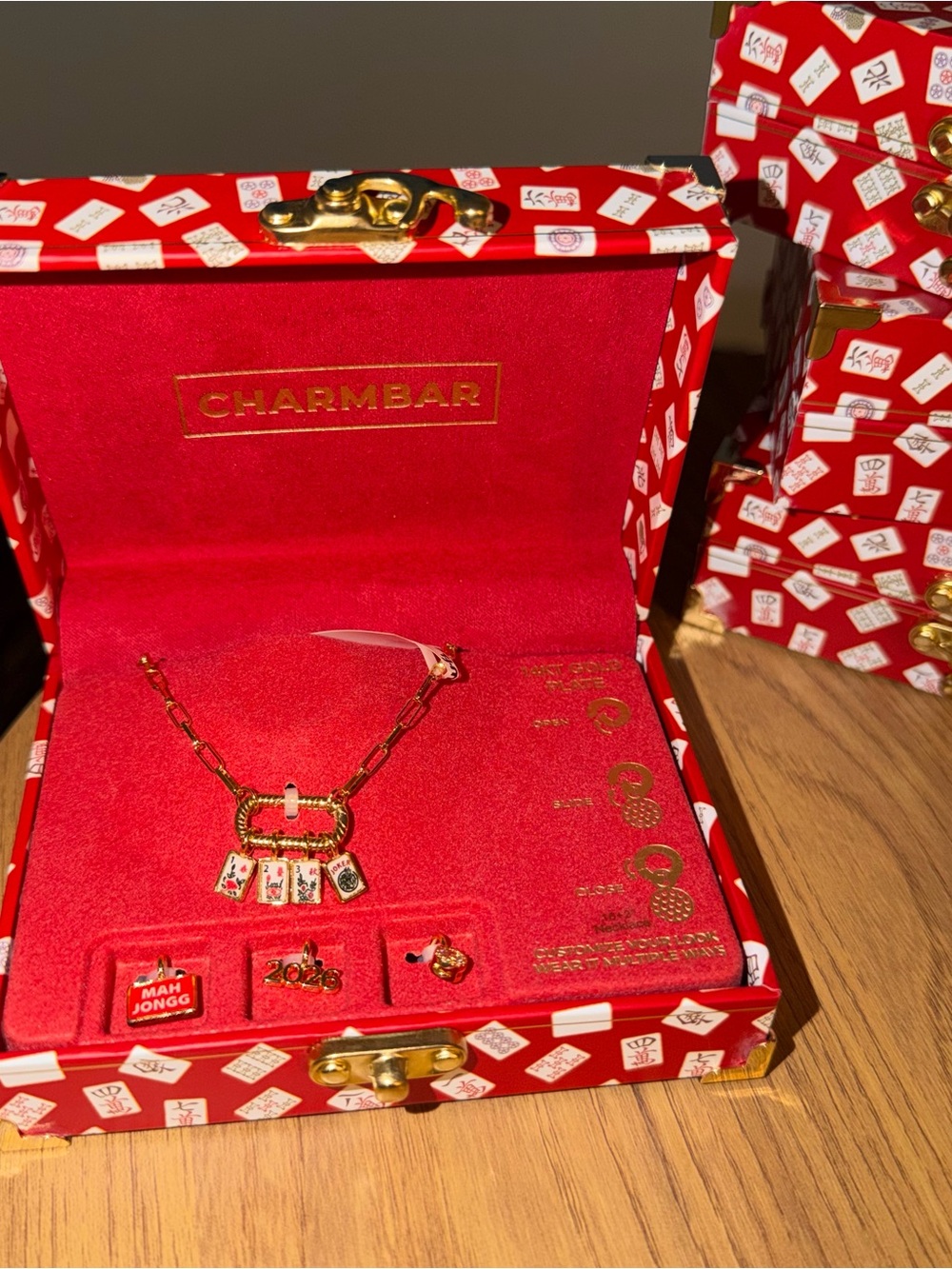 CHARMBAR Mahjong Tiles Charm Necklace 14k Gold Plated